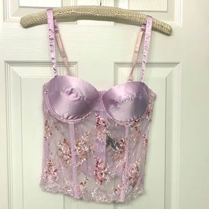 Floral Embroidered Mesh Underwire Corset